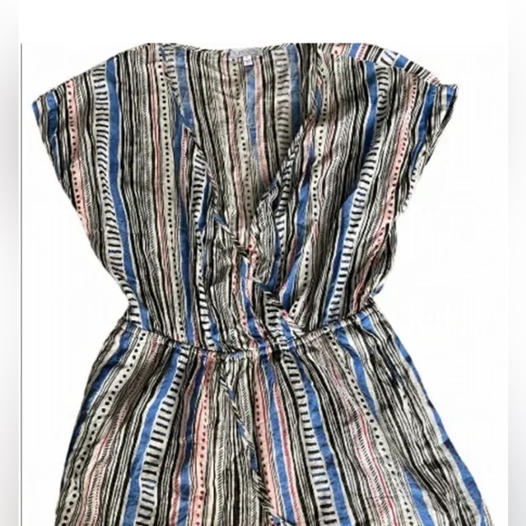 Patrons of Peace Vertical Striped Short Sleeve Romper Red/ Blue/ White/Black - Picture 6 of 6